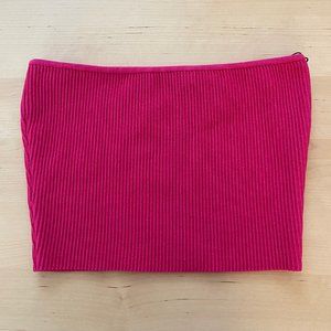 Aritzia Babaton Sculpt Knit Cropped Tube Top Hot Pink